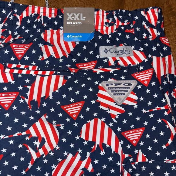 Columbia PFG Swim Shorts Men’s XXL / 2XL USA America Red White Blue NEW - Picture 5 of 9